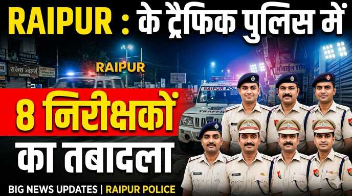 RAIPUR : के ट्रैफिक पुलिस में 8 निरीक्षकों का तबादला,